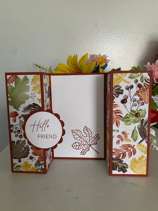 Hello Friend Fall Accordion Fold Card | 4 x 6 | Blank Inside