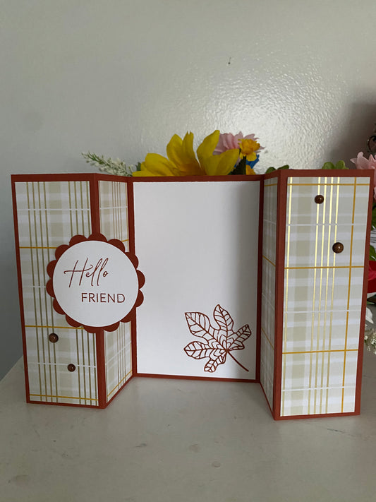 Hello Friend Warm Accordion Fold Card | 4 x 6 | Blank Inside