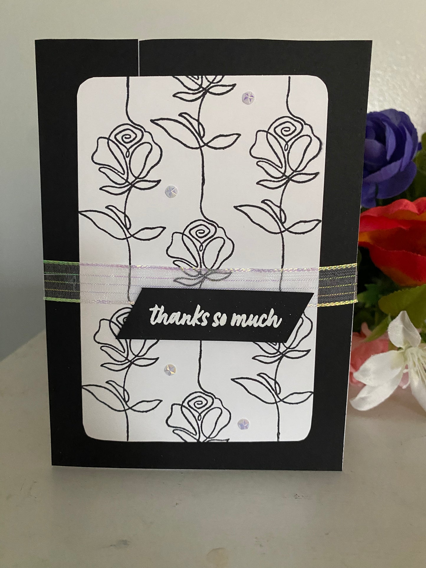 Rose Thanks So Much B&W Card | 4 x 6 | Message Inside