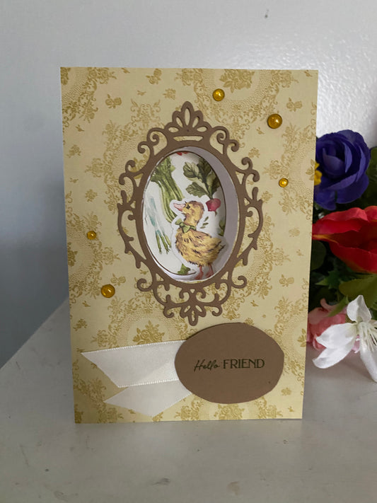 Hello Friend Yellow Card | 5.5 x 7 | Peek-a-boo Inside