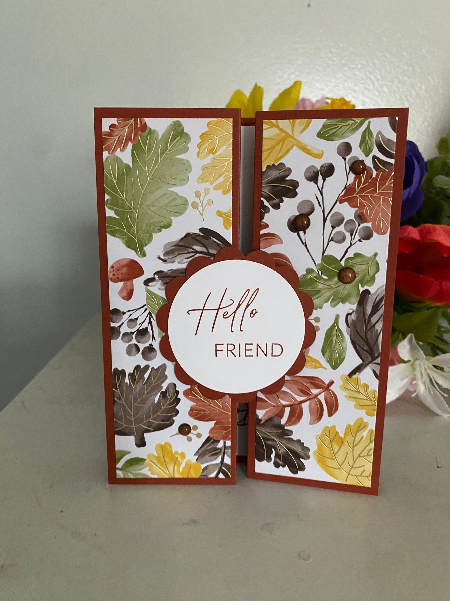 Hello Friend Fall Accordion Fold Card | 4 x 6 | Blank Inside