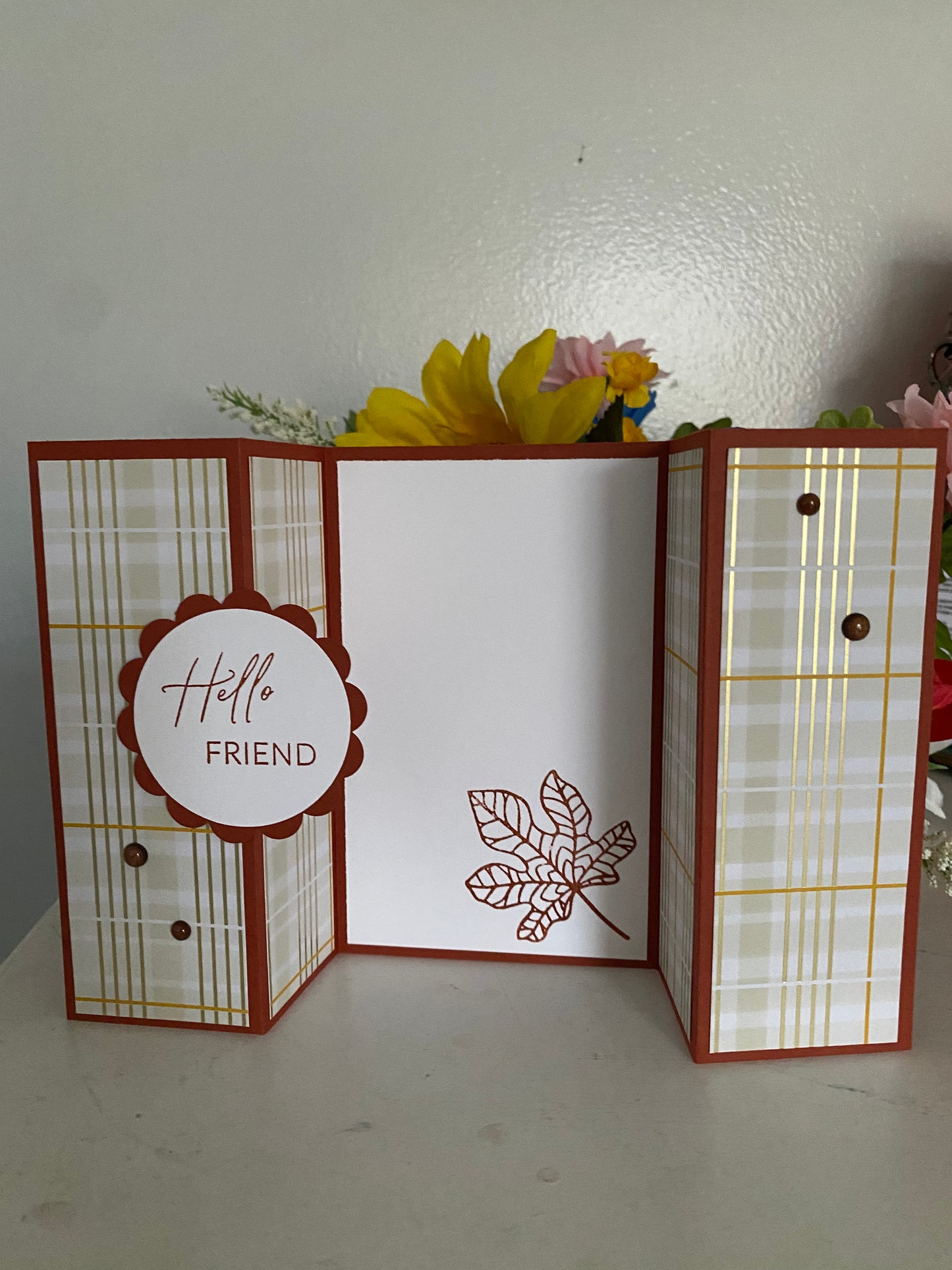 Hello Friend Warm Accordion Fold Card | 4 x 6 | Blank Inside